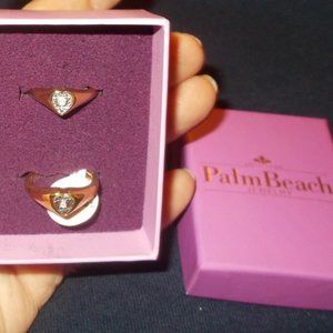 2 Valentine Heart Rings .010 Diamond Accent Size 6 14K Gold Layered Palm Beach